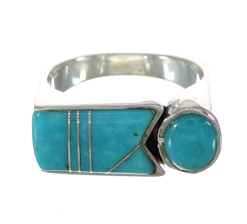 Turquoise Southwestern Sterling Silver Ring Size 8-3/4 AX90797